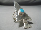 Native American Huge Marie Thompson Arrowhead Turquoise Sterling Silver Ring-Nativo Arts