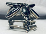 The Best Vintage Native American Navajo Jet Stone Dragonfly Sterling Silver Bracelet-Nativo Arts