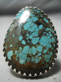 Huge Spiderweb Turquoise San Felipe Sterling Silver Ring-Nativo Arts