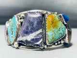 Chunky Charoite Vintage Native American Navajo Turquoise Sterling Silver Bracelet-Nativo Arts