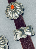 For Jeans And Slacks! Vintage Native American Navajo Coral Sterling Silver Concho Belt Any Waist-Nativo Arts
