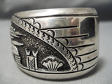 Symbolic Vintage Native American Navajo Thomas Singer Hogan Sterling Silver Bracelet Old-Nativo Arts