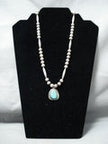 Impressive Vintage Native American Navajo Royston Turquoise Sterling Silver Necklace Old-Nativo Arts