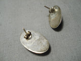 Magnificent Vintage Navajo Lapis Sterling Silver Native American Earrings Old-Nativo Arts