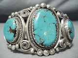 Gigantic Vintage Native American Navajo Old Morenci Turquoise Sterling Silver Bracelet-Nativo Arts