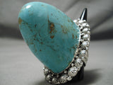 Mind Blowing Colossal Protruding Native American Navajo #8 Turquoise Sterling Silver Ring-Nativo Arts