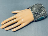 Native American 241 Gram Monster Buffalo Navajo Turquoise Sterling Silver Bracelet-Nativo Arts