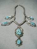 Intense Turquoise Vintage Native American Navajo Sterling Silver Necklace-Nativo Arts