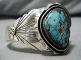 Marvelous Vintage Native American Navajo Two Frame Spiderweb Turquoise Sterling Silver Bracelet-Nativo Arts