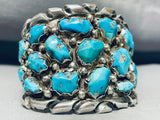 Angie Cheama 121 Gram Vintage Zuni Turquoise Sterling Silver Bracelet-Nativo Arts