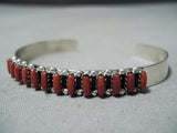 Fantastic Zuni Coral Sterling Silver Bracelet Native American-Nativo Arts