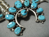 Important Native American Navajo Guild Vintage Sterling Silver Turquoise Squash Blossom Necklace-Nativo Arts