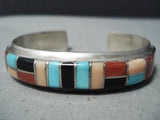 Eye-catching Vintage Native American Zuni Turquoise Sterling Silver Bracelet Old-Nativo Arts