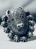 Unique San Felipe Sterling Silver Buffalo Huge Ring-Nativo Arts