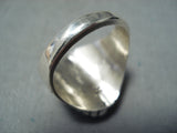 Heavy Men's Navajo Native American Kingman Turquoise Sterling Silver Ring-Nativo Arts