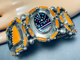 Best Vintage Native American Navajo Outer Space Turquoise Inlay Shell Sterling Silver Bracelet-Nativo Arts