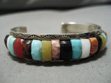 Native American Important Vintage Ottawa Carlos Eagle Turquoise Inlay Sterling Silver Bracelet-Nativo Arts