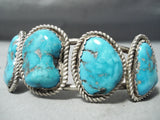 Tremendous Vintage Native American Navajo Carico Lake Turquoise Sterling Silver Bracelet-Nativo Arts