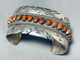 One Of The Most Unique Vintage Native American Navajo Coral Sterling Silver Bracelet-Nativo Arts