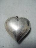 Outstanding Vintage Navajo Sterling Silver Heart Pendant Native American Old-Nativo Arts