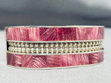 Native American Best Navajo Purple Shell Thicker Sterling Silver Inlay Bracelet-Nativo Arts