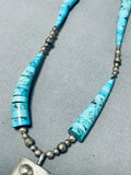 Exotic Turquoise Vintage Native American Navajo Sterling Silver Necklace Old-Nativo Arts