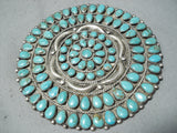 Colossal Vintage Native American Navajo Turquoise Cluster Sterling Silver Pin Pendant Old-Nativo Arts
