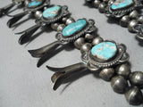 Statement Vintage Native American Navajo Turquoise Sterling Silver Squash Blossom Necklace-Nativo Arts
