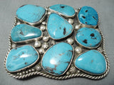 Rich Jim Navajo Native American Old Kingman Turquoise Sterling Silver Buckle-Nativo Arts