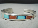 Jimmie King Jr Important Vintage Native American Navajo Turquoise Sterling Silver Bracelet-Nativo Arts