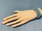Tom Lowe Vintage Native American Navajo Teardrop Turquoise Sterling Silver Bracelet-Nativo Arts