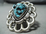 Tremendous Vintage Navajo Turquoise Sterling Silver Ring Native American Old-Nativo Arts