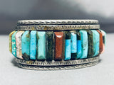 Unique Stone Shape Vintage Native American Navajo Turquoise Inlay Sterling Silver Bracelet-Nativo Arts