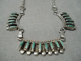 Amazing Vintage Zuni Native American Green Turquoise Sterling Silver Necklace-Nativo Arts