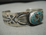 Tremendous Vintage Native American Navajo Pilot Mountain Turquoise Sterling Silver Bracelet-Nativo Arts