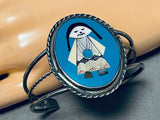 Native American Detailed Vintage Navajo Turquoise Sterling Silver Inlay Bracelet-Nativo Arts