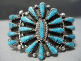 Excellent Vintage Native American Navajo Turquoise Sterling Silver Bracelet Old-Nativo Arts