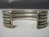 Huge Vintage Native American Navajo Squared Royston Turquoise Sterling Silver Bracelet Old-Nativo Arts