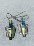 One Of The Most Unique Vintage Native American Navajo Turquoise Sterling Silver Inlay Necklace-Nativo Arts
