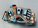 Mind Boggling Vintage Native American Zuni Turquoise Inlay Sterling Silver Bracelet-Nativo Arts