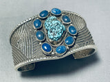 Heavy Mens 127 Gram Vintage Native American Navajo Turquoise Lapis Sterling Silver Bracelet-Nativo Arts