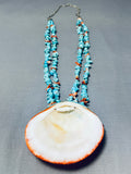 Native American Dramatic Vintage Santo Domingo Turquoise & Shell Sterling Silver Necklace-Nativo Arts