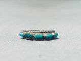 Wonderful Vintage Native American Zuni Blue Gem Turquoise Sterling Silver Ring-Nativo Arts