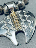 One Of The Best Vintage Native American Navajo Hand Tooled Sterling Silver Gold Necklace-Nativo Arts
