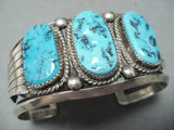 Expressive Vintage Native American Navajo Sleeping Beauty Turquoise Sterling Silver Bracelet-Nativo Arts