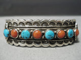 Thick Heavy Vintage Native American Navajo Angie Miller Turquoise Sterling Silver Bracelet-Nativo Arts
