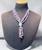 Native American Very Unique Navajo Amethyst Sterling Silver Turquoise Necklace-Nativo Arts