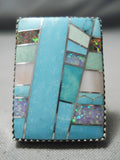Unique Modern Navajo Turquoise Opal Sterling Silver Ring Native American-Nativo Arts