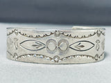 Awesome Vintage Native American Navajo Handcarved Smooth Sterling Silver Bracelet-Nativo Arts