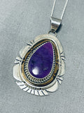 Beautiful Vintage Native American Navajo Sugulite Sterling Silver Necklace-Nativo Arts